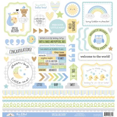 Doodlebug Baby Boy Cardstock Sticker - This & That